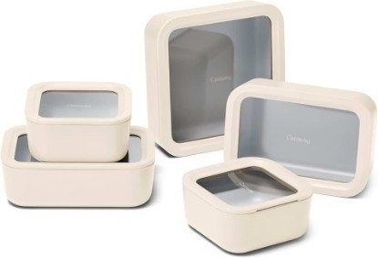 Picture of Caraway 13-Piece Glass Food Storage Container Set | Easy to Store, Non-Toxic Lunch Box, with Glass Lids, Organizer, Cream