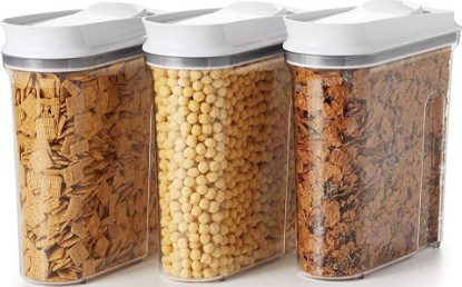 Picture of OXO Good Grips POP Airtight Cereal Dispenser 3-Piece Set, 3.4 Qt Each | Airtight Push-Button Lid, Store Cereal, Granola, Snacks, Easy to Store, Kitchen Storage Set