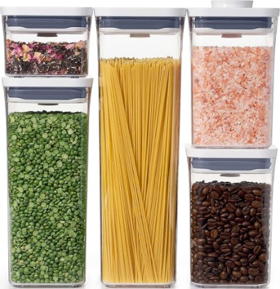 Picture of OXO Good Grips POP Airtight Food Storage Containers for Pantry, 5-Piece Set | Airtight Seal, Push-Button Open and Close, Stackable, Multiple Size Containers for Cereal, Flour, Sugar Storage