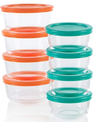 Picture of Pyrex Simply Store (8-Pack) Small Glass Food Storage Containers Set | Meal prep containers (1 & 2 cup) with BPA-free plastic lids, dishwasher & microwave safe