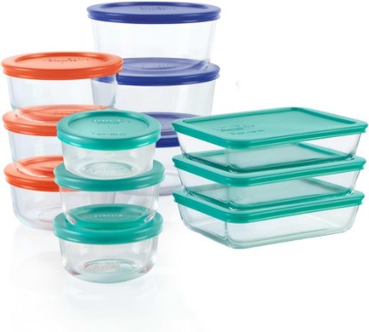 Picture of Pyrex Simply Store (12-Pack) Glass Food Storage Containers Set | Meal prep containers (1, 2 & 3 cup) with BPA-free plastic lids, microwave & dishwasher safe