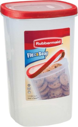 Picture of Rubbermaid 1.1 Gallon Plastic Food Canister, 6.4" x 6.4" x 10.4", Clear