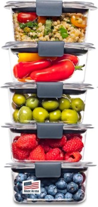 Picture of Rubbermaid Brilliance BPA-Free Food Storage Containers Multi Pack, 1.3 Cup Plastic Containers with Lids, 5 Pack, Leak Proof, Microwave & Dishwasher Safe