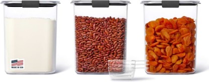 Picture of Rubbermaid Brilliance BPA-Free Food Storage Containers with Lids Airtight Kitchen and Pantry Organization Set Includes 3 Containers and Scoops Clear 16 cups