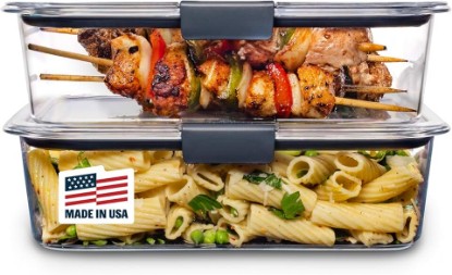 Picture of Rubbermaid Brilliance BPA-Free Food Storage Containers with Lids, Airtight Clear Set of 2 (9.6 Cup), Ideal for Lunch, Meal Prep, and Leftovers