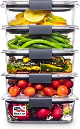 Picture of Rubbermaid Brilliance Tritan Plastic Food Storage Containers BPA Free Airtight Lids Ideal for Lunch Meal Prep & Leftovers Set of 5 (3.2 Cup)