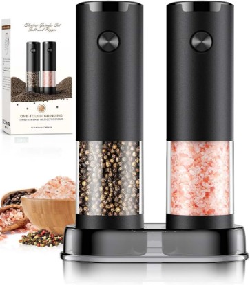 Picture of Electric Salt and Pepper Grinder Set Automatic Battery Pepper Mill Shakers Adjustable Coarseness Upgraded Larger Capacity with Led Home and Kitchen Appliances Birthday Gifts for Women Men