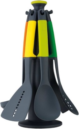 Picture of Joseph Joseph Carousel Nylon Kitchen Utensil Tool and Gadget Set with Rotating Storage Stand, 6-Piece Non Stick Tools with Ergonomic Handles, Multicolor