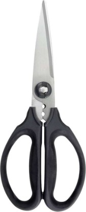 Picture of OXO Good Grips Multi-Purpose Kitchen Shears and Herb Scissors | Soft Grip Handles, Stainless Steel Serrated Blades, Cuts Herbs, Poultry, Carboard & Meat, Easy to Clean
