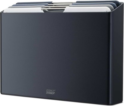 Picture of Joseph Joseph Folio 4-Piece Colour coded Cutting Board Set, Slimline case for organized Kitchen storage, Graphite