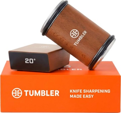 Picture of The Original Tumbler Rolling Knife Sharpener™ (Wood) | Rolling Knife Sharpener Tool for Kitchen Knives, Kit Offers 15 & 20 Degree Sharpening (Wood)