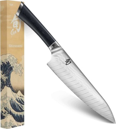 Picture of Shun Shiranami 8" Chef's Knife | Handcrafted Japanese All Purpose Kitchen Knife, VG10 and VG2 Damascus Steel Blade, Jute Micarta Handle