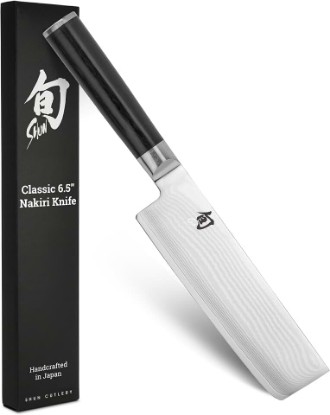 Picture of Shun Classic 6.5" Nakiri Knife, Handcrafted Japanese Vegetable Knife, VG-MAX Core with Damascus Stainless Steel Cladding, Pakkawood Handle, Slicing Tool for Professional and Home Chefs | Handcrafted Japanese Vegetable Knife, Slicing Tool, VG-MAX Core, Damascus Stainless Steel Cladding, Pakkawood Handle