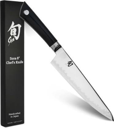 Picture of Shun Sora 8" Chef's Knife, Handcrafted Japanese Kitchen Knife, VG10 Steel Edge and 420J Stainless Steel Blade, Balanced Handle, Gyuto-Style Chef Tool for Professional and Home Chefs | Handcrafted Japanese Kitchen Knife, VG10 Steel Edge and 420J Stainless Steel Blade, Balanced Handle