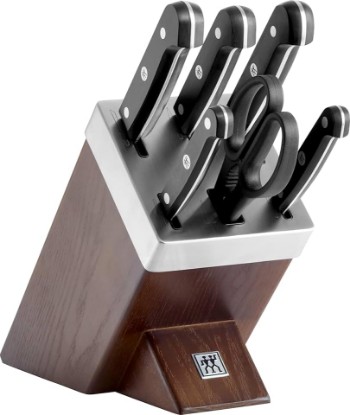 Picture of ZWILLING 36133-000-0 7-piece Self-sharpening Knife Block Set, Wooden Block, Knife and Scissors made of Special Stainless Steel/Plastic Handle, Gourmet