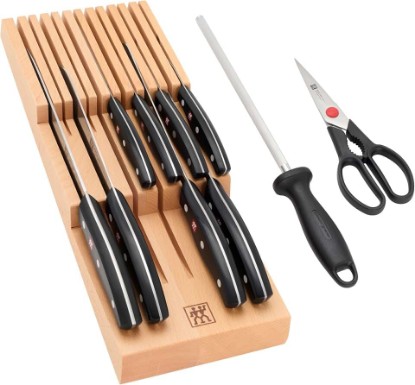 Picture of ZWILLING Twin Signature 11-Piece German Knife Set with In-Drawer Block, Razor-Sharp, Made in Company-Owned German Factory with Special Formula Steel perfected for almost 300 Years, Dishwasher Safe