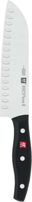 Picture of ZWILLING Twin Signature 7-inch Razor-Sharp German Hollow Edge Santoku Knife, Made in Company-Owned German Factory with Special Formula Steel perfected for almost 300 Years, Dishwasher Safe