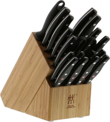 Picture of ZWILLING Twin Signature 19-pc Kitchen Knife Set with Block, Chef Knife, Professional Chef Knife Set, German Knife Set Light Brown | Ultra Sharp Blades Made with Special Formula Friodur Ice Hardened Steel for Durability. Dishwasher Safe and Comfortable Grip.