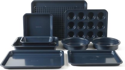 Picture of Calphalon Legacy 10-Pieces Nonstick Bakeware Set PFOA-Free, Baking Sheet Set, Baking Pans Set, Carbon Steel Bakeware Pans Collection, High-Heat Oven Safe, for Cookies, Cakes, and Muffins -Navy Blue