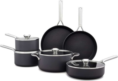 Picture of OXO Professional 10 Piece Cookware Pots and Pans Set, Hard Anodized Ceramic Nonstick PFAS-Free,Stainless Steel Handles,Induction,Skillets,Saute,Diamond Reinforced Coating,Dishwasher & Oven Safe,Black