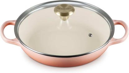 Picture of Le Creuset Enameled Cast Iron Braiser with Glass Lid, 2.25 qt., Peche