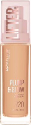 Picture of MAYBELLINE Lifter Plump & Glow Foundation, Liquid Foundation with 2% Niacinamide + Hyaluronic Acid, Plumping and Brightening Face Makeup, 220, 1 Count