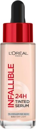 Picture of L'Oréal Paris Infallible 24H Tinted Serum with 1% Hyaluronic Acid for Radiant Hydrated Skin, Light to Medium Coverage, 30ml | 24H Wear Lightweight Serum Foundation, 1% Pure Hyaluronic Acid, Radiant Skin-Like Coverage, Plumper & Hydrated Skin