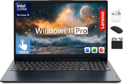 Picture of Lenovo IdeaPad 15.6” Flagship Touchscreen Laptop 2025, 10-Core Intel i5, Lifetime Office 2024, Copilot AI, 24GB RAM, 1.5TB Storage (1TB SSD + 500GB Ext), HubxcelAccessory, Long Battery, Win 11 Pro