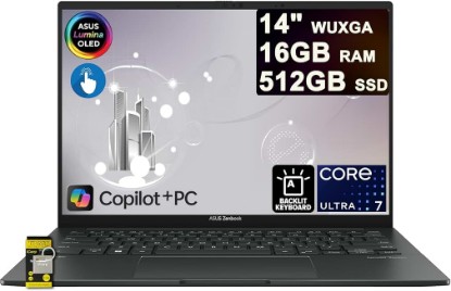 Picture of ASUS Zenbook 14 Laptop 14" WUXGA OLED Touch (500nits HDR, 100% DCI-P3) Intel 16-core Ultra 7 255H (Beats Ultra 9 185H) 16GB RAM 512GB SSD for Designer Business Professional Win11 ICP Hub