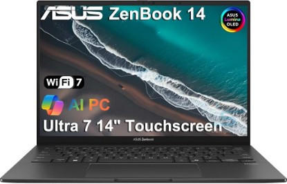 Picture of ASUS Zenbook 14 OLED Touchscreen AI PC Laptop,14" FHD+, Intel Core Ultra 7 255H (> i9-13900H), 16GB DDR5 RAM, Backlit, 2x Thunderbolt 4, Wi-Fi 7, IST Computer Customized 512GB/1TB/2TB SSD, Win 11 Pro