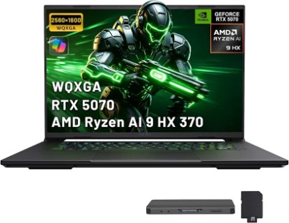 Picture of GIGABYTE AERO X16 16" WQXGA 165Hz Gaming Laptop, AMD Ryzen AI 9 HX 370, 16GB DDR5, 2TB Storage(1TB SSD+1TB Docking Station Set), GeForce RTX 5070 8GB GDDR7, Backlit Keyboard, Wi-Fi 6E, Win 11, Gray
