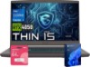 Picture of msi Thin 15 RTX 4050 Intel Core i7-13620H Gaming AI Laptop | 15.6" 144Hz FHD IPS-Level, 32GB RAM, 1TB SSD, HDMI, Blue Backlit Keyboard, HD Webcam, Wi-Fi 6E, Windows 11 Pro, w/Bundle