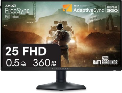 Picture of Alienware 25 Gaming Monitor AW2523HF 24.5" IPS LED Full HD (1920 × 1080) 360Hz Display - AMD FreeSync - VESA - Monitor (USB, HDMI) Height/Tilt/Swivel/Pivot Adjustability - Dark side of the Moon