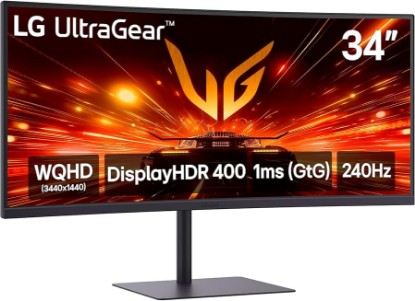 Picture of LG 34G630A-B 34-Inch Ultragear WQHD (3440 x 1440) Curved Gaming Monitor, 240Hz, 1ms, FreeSync Premium, DisplayHDR 400, Built-in Speaker, HDMI, DisplayPort, USB Type-C, Tilt/Height/Swivel Stand, Black | HDMI, DisplayPort, USB Type-C, 240Hz, FreeSync Premium, DisplayHDR 400, (3440 x 1440), 1ms, Built-in Speaker