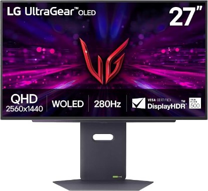 Picture of LG 27GX700A-B 27-inch Ultragear QHD (2560 x 1440) OLED Gaming Monitor, 280Hz, 0.03ms, NVIDIA G-Sync, AMD FreeSync Premium Pro, VESA DisplayHDR TrueBlack500, with up to DCI-P3 99.5%, HDMI 2.1, Black