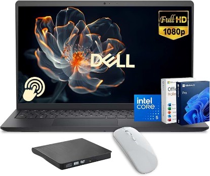 Picture of Dell Inspiron 15 FHD Touch Laptop, 13th Intel i5-1334U, 16GB RAM, 512GB SSD | Windows 11 Pro, Lifetime MS Office | Copilot AI, 15.6" IPS Laptop Computer Ideal for Business & Student, w/Accessories, Black