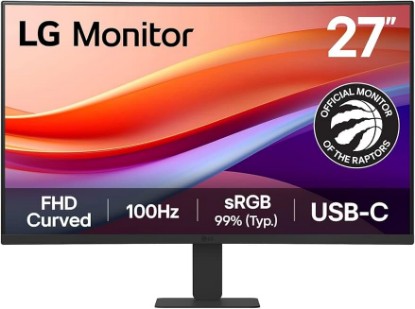 Picture of LG 27U421A-B 27-inch Full HD (1920 x 1080) Curved Computer Monitor, 100Hz, 5ms, HDR10, 3-Side Borderless, Switch, HDMI, USB Type-C 15W PD, Tilt Slim Stand, Black (Renewed)