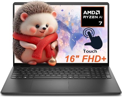 Picture of Dell 16" Business Laptop 2026, AMD Ryzen 7 170, 32GB DDR5, 1TB SSD | FHD+ Touchscreen, Copilot+ PC, All-Day Battery, Backlit Keyboard, WiFi 6, Windows 11 Home, Carbon Black