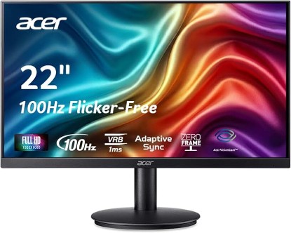 Picture of Acer 21.5in FHD 1920x1080 100Hz Office Monitor KB220Q H2bi | 1ms, AdaptiveSync (FreeSync Compatible), sRGB 99%, HDMI, VGA, VESA Mountable, Bluelight Filter, Flickerless Technology