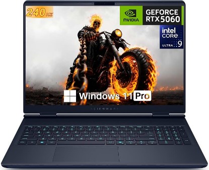 Picture of Alienware 16X Aurora Gaming Laptop GeForce RTX 5060 Intel Ultra 9 275HX | 36MB Cache 24 cores, 32 GB 5600 MT/s DDR5, 1 TB SSD, 16" WQXGA 240Hz Display, RGB Backlit Keyboard, Window 11 Pro