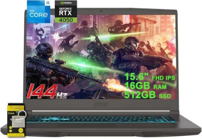 Picture of msi Thin 15 Gaming Laptop 15.6" FHD IPS 144Hz Intel Octa-core i5-13420H (Beats i7-11800H) 16GB RAM 512GB SSD GeForce RTX 4050 Backlit Type-C Win11 ICP Accessory