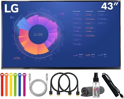 Picture of LG UH7N-E 43" UHD 4K Commercial Monitor Bundle | 3840×2160 IPS Panel, High Brightness Display, webOS Smart Platform & 24/7 Operation | Great for Retail & Digital Signage + 2X HDMI + Cable Ties + More