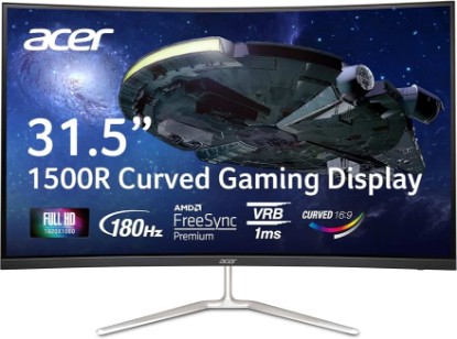 Picture of Acer Nitro 31.5in FHD 1920x1080 Curved 180Hz Gaming Monitor EDA320Q Pbiipx | 1ms, AMD FreeSync Premium, 2xHDMI, DisplayPort, 1500R Curve, VESA Mountable, Bluelight Filter, Flickerless Technology