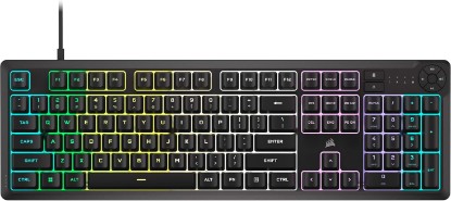Picture of Corsair K55 CORE RGB Membrane Wired Gaming Keyboard – QWERTY US Layout – Quiet, Responsive Switches – Spill Resistance – Ten-Zone RGB – Media Keys – iCUE Compatible – PC, Mac – Black