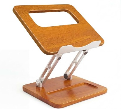 Picture of Adjustable Laptop Desk Stand Wood with Storage Slot | Ergonomic Foldable Computer Riser ，Ventilated Cooling Design, Fit all 10-17 Inch Laptops & Tablets