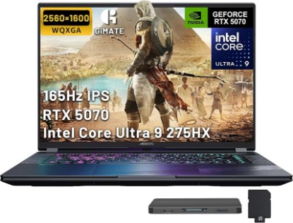 Picture of GIGABYTE AORUS Elite 16 16" WQXGA 165Hz Gaming Laptop, Intel Core Ultra 9 275HX, NVIDIA GeForce RTX 5070, 32GB DDR5, 2TB Storage(1TB SSD+1TB Docking Station), RGB Backlit Keyboard, Win 11 Pro, Gray