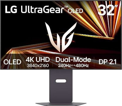 Picture of LG 32GX870A-B 32-inch Ultragear 4K UHD (3840 x 2160) OLED Gaming Monitor, Dual-Mode, 240Hz, 0.03ms, NVIDIA, AMD FreeSync Premium Pro, VESA DisplayHDR True Black 400, USB Type-C, DP2.1