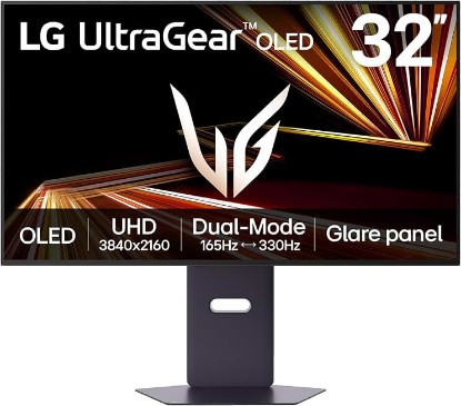 Picture of LG 32GX850A-B 32" UltraGear 4K UHD (3840 x 2160) Glossy OLED Gaming Monitor, Dual-Mode 165Hz/330Hz, 0.03ms, G-SYNC, FreeSync Premium Pro, TrueBlack 400, HDMI, DP, Tilt/Height/Swivel/Pivot Stand, Black