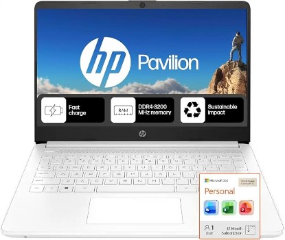 Picture of HP Ultrabook Laptop with Microsoft 365, 4GB RAM, Intel Processor, No Mouse | Copilot AI, Long Battery Life, Lightweight, Windows 11, Student and Home Essential