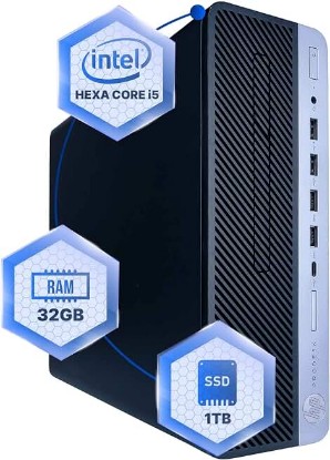 Picture of HP ProDesk 600G4 Desktop Computer | Hexa Core Intel i5 (3.2) | 32GB DDR4 RAM | 1TB SSD Solid State | Windows 11 Professional | Home or Office PC (Renewed)